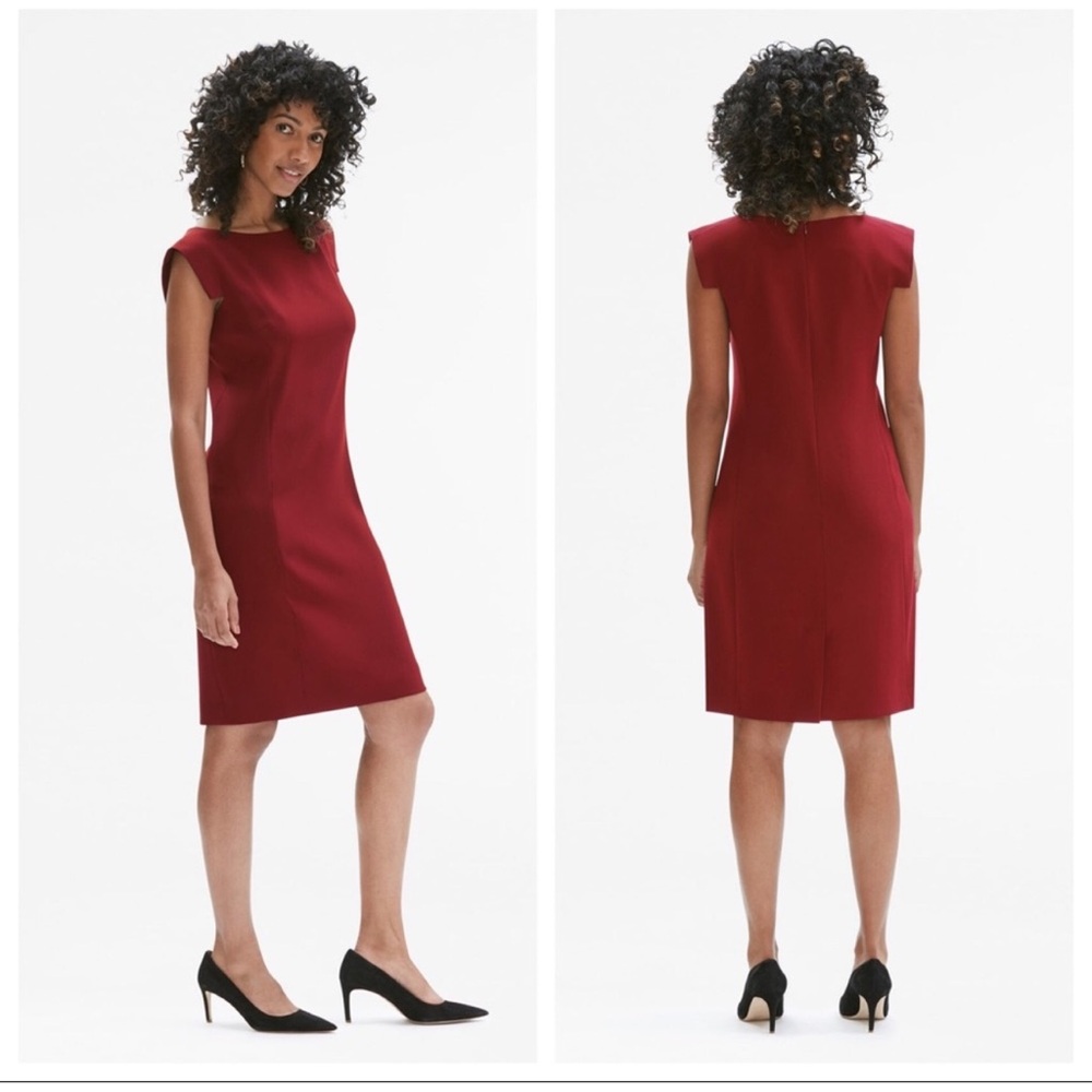 MM Lafleur The Sarah Dress Size 2 Burgundy Red Sheath Dress Linerless